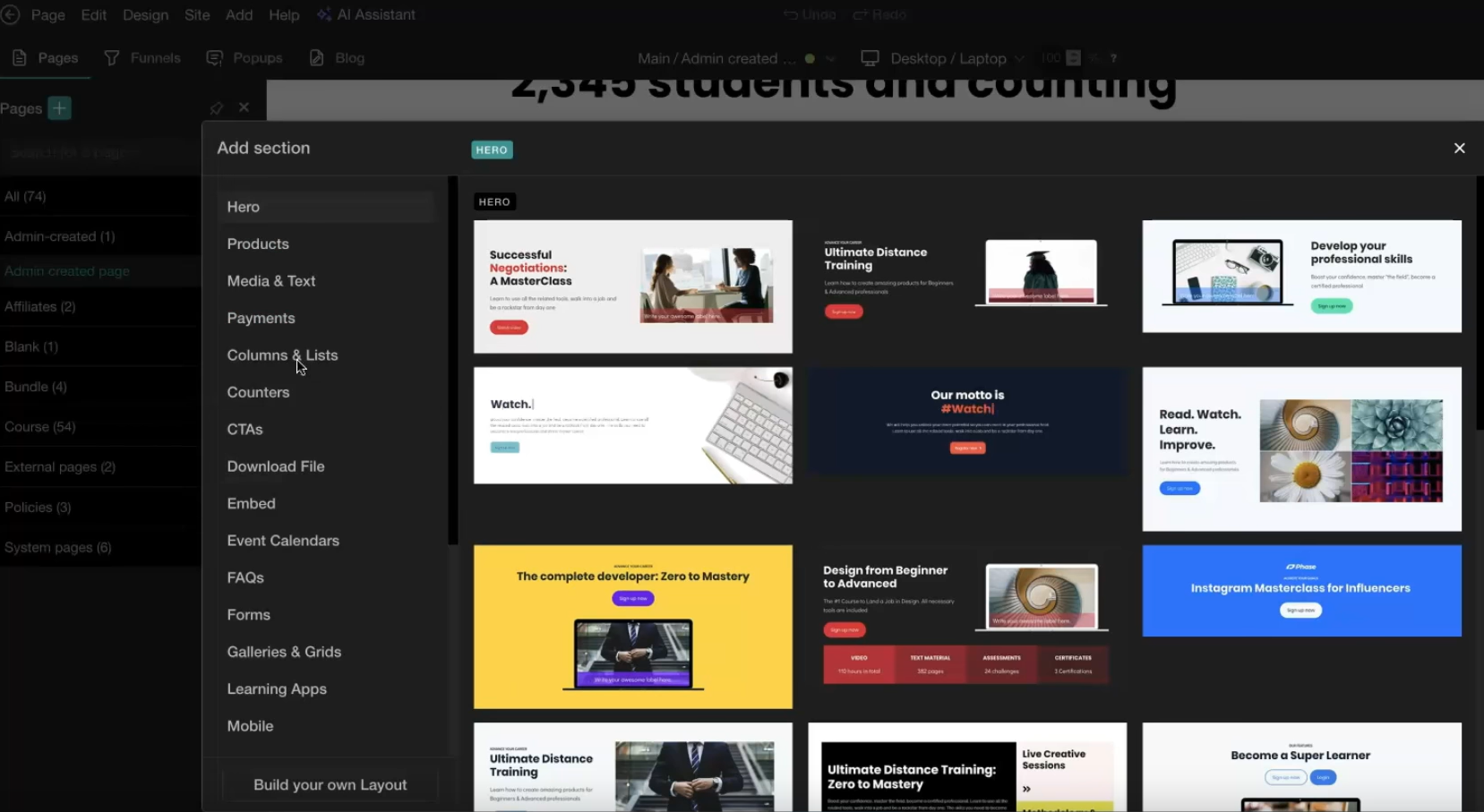 LearnWorlds website builder