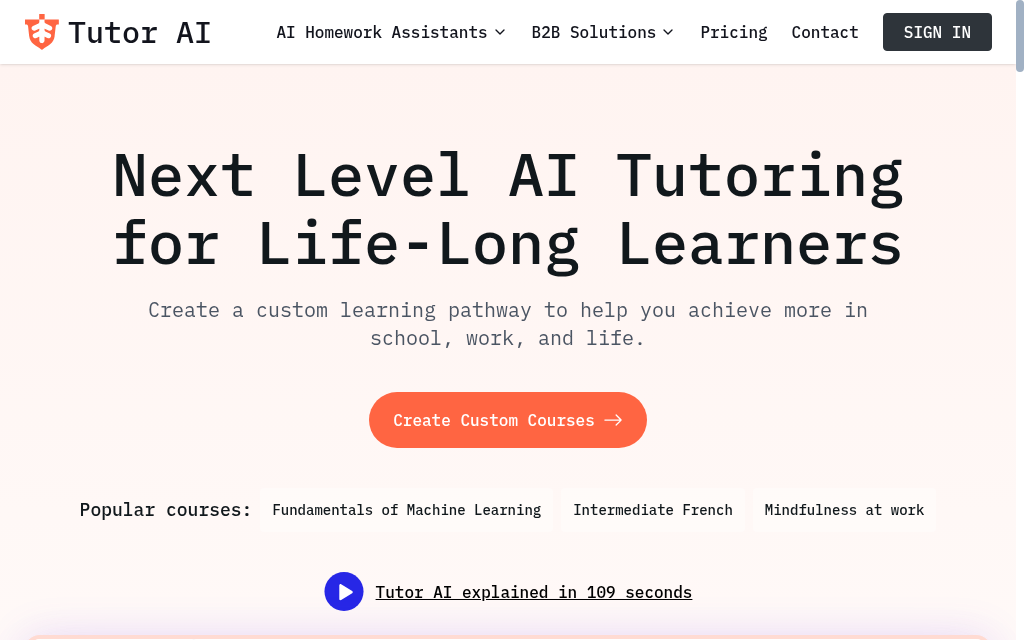 TutorAI homepage