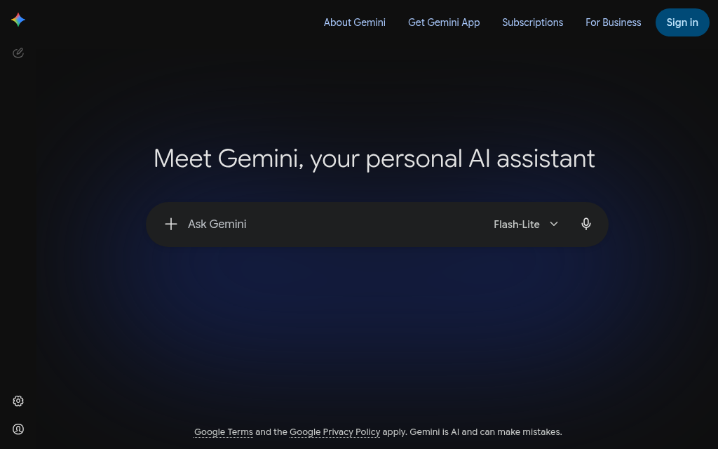 Google Gemini 官网首页