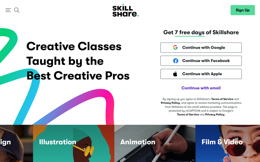 Skillshare homepage