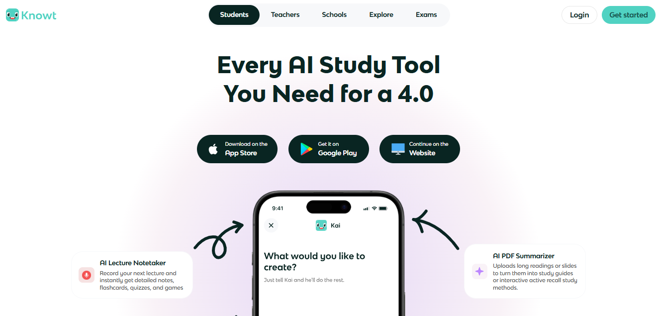 Knowt home page