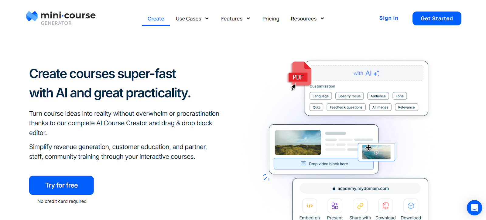 Create courses super-fast with AI and great practicality