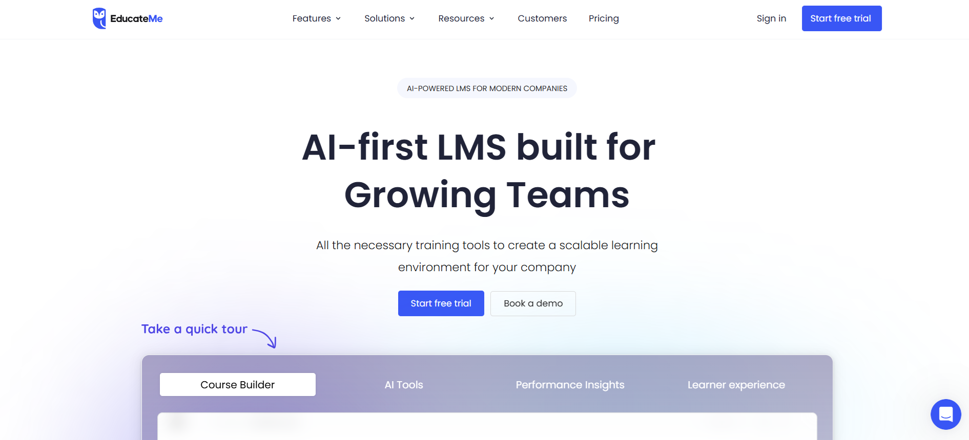 EducateMe homepage