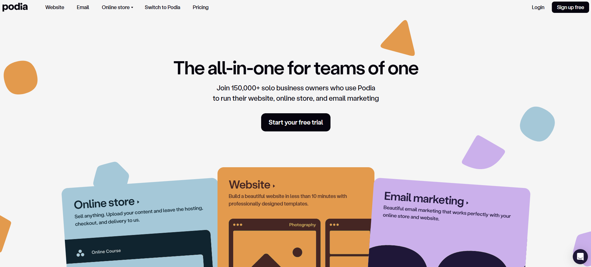 Podia homepage