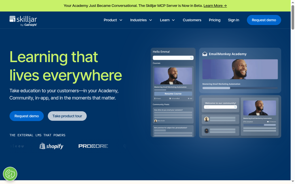 Skilljar homepage