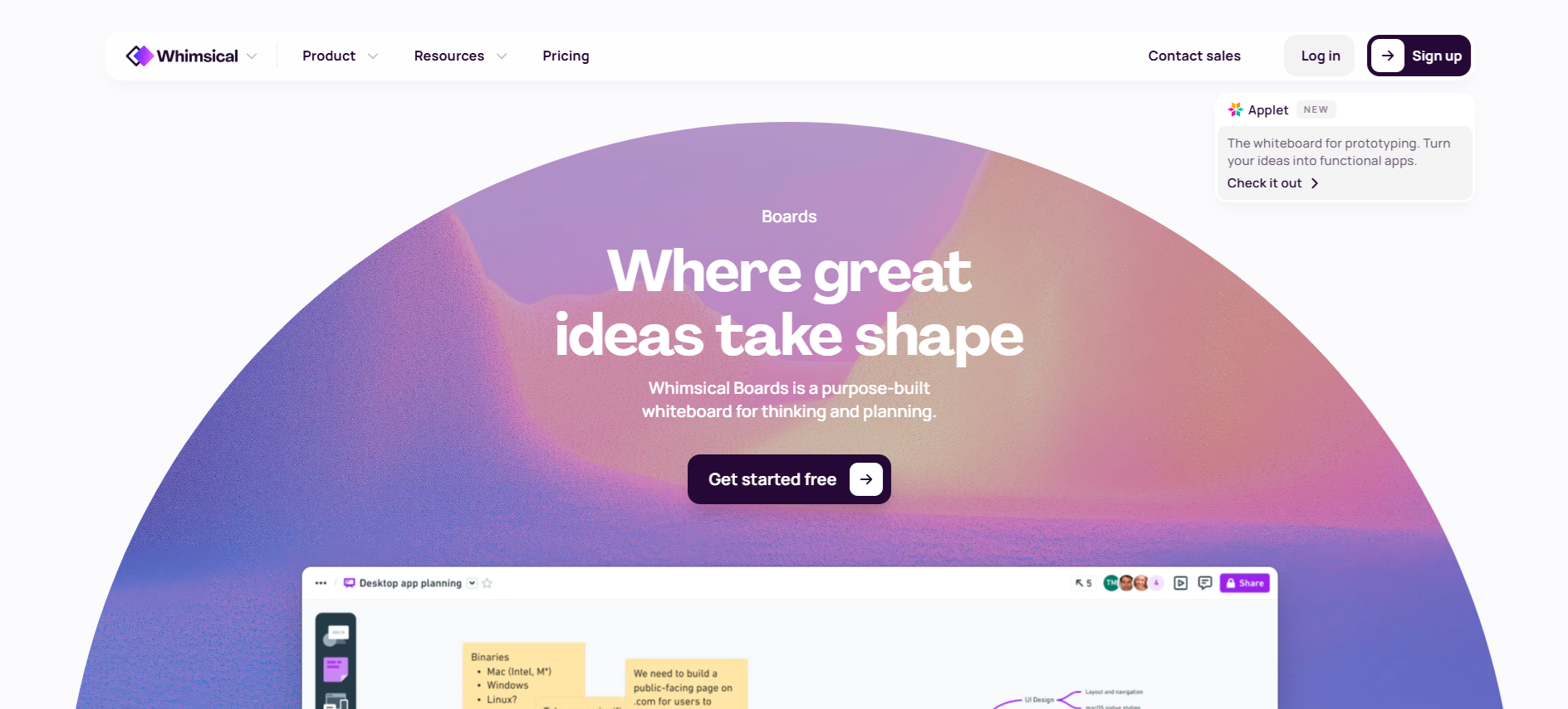 Whimsical homepage
