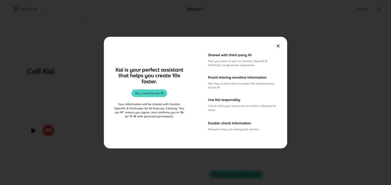 KnowtのAI同意画面。テキストがGemini、OpenAI、Anthropicと共有される旨が明示されている
