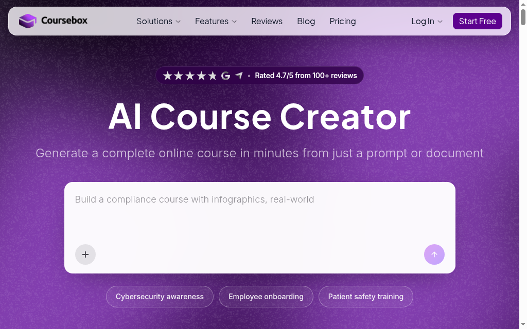 Coursebox homepage