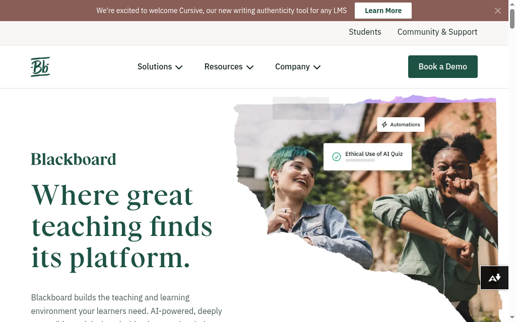 Blackboard Learn homepage