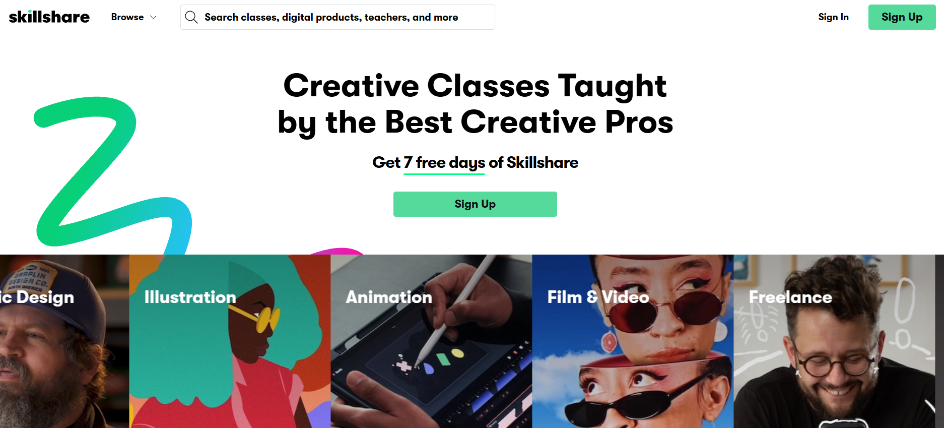 Skillshare homepage