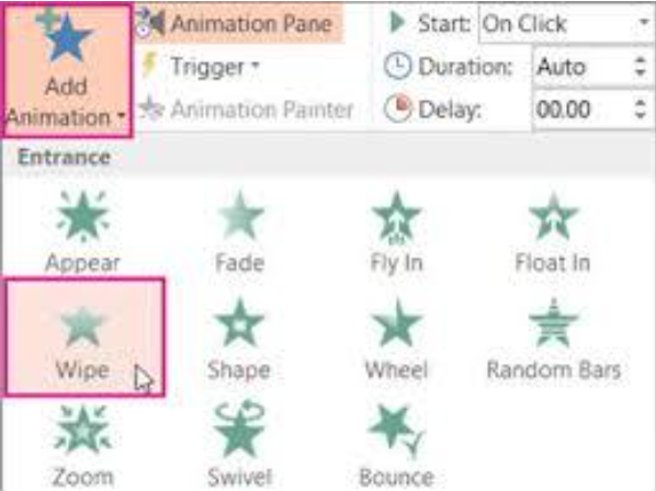 animation settings on a powerpoint