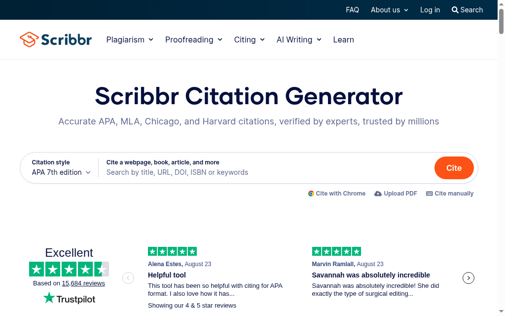 Scribbr 官网首页