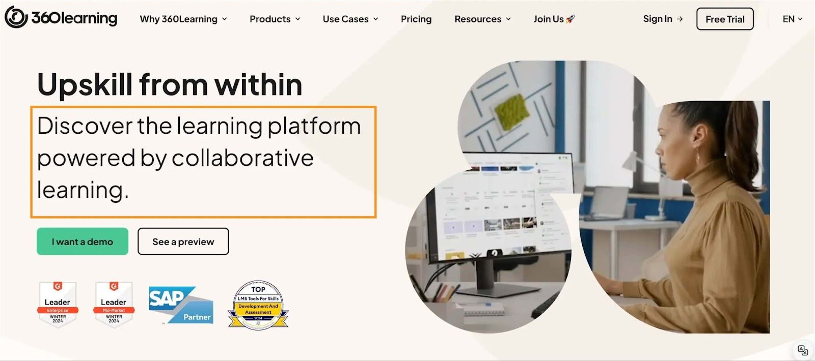 360Learning homepage