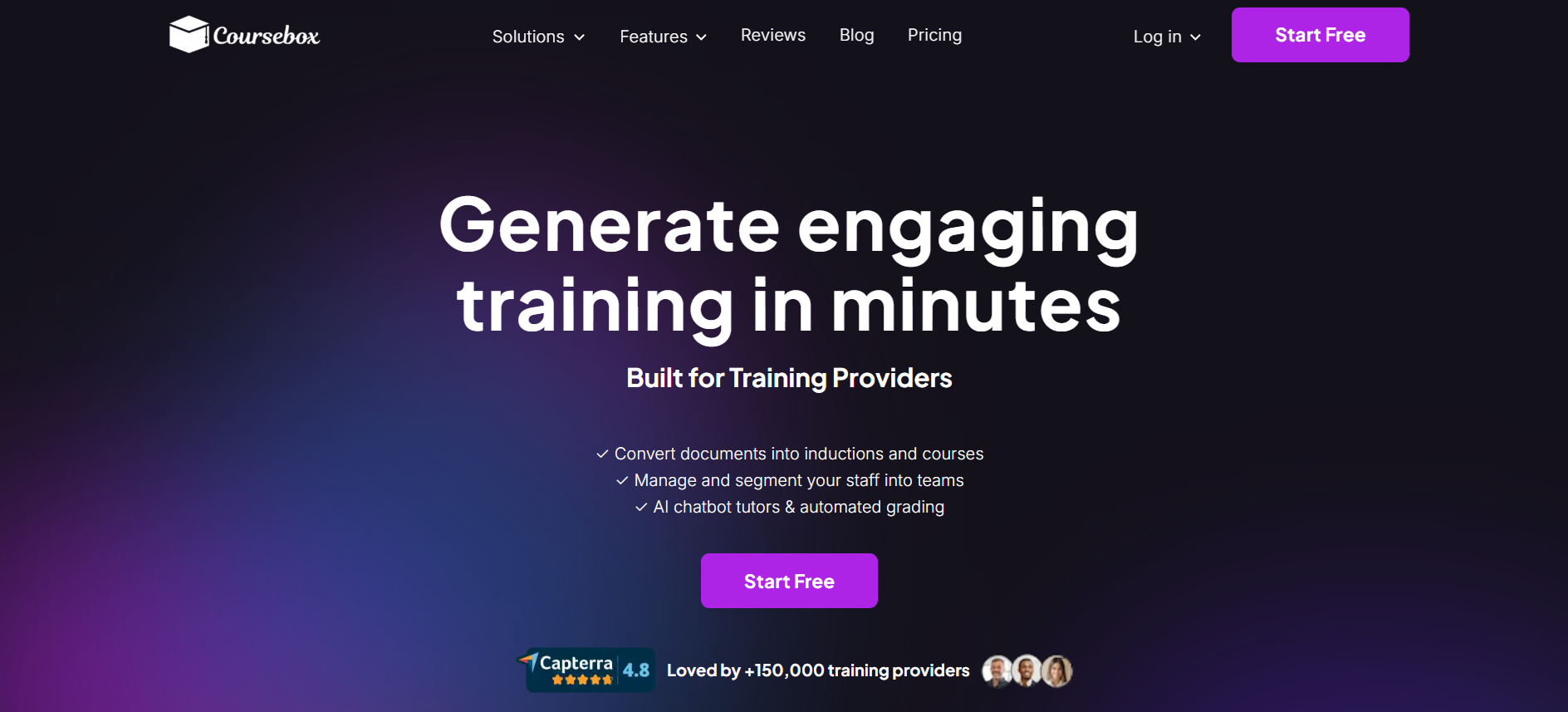 Generate engaging training in minutes with coursebox