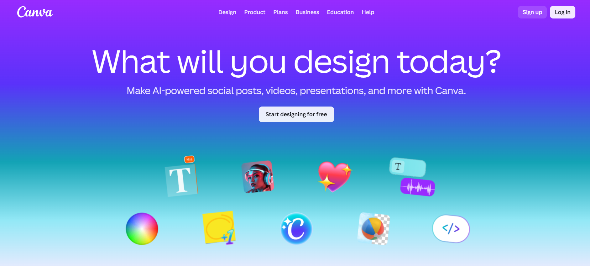 Canva homepage