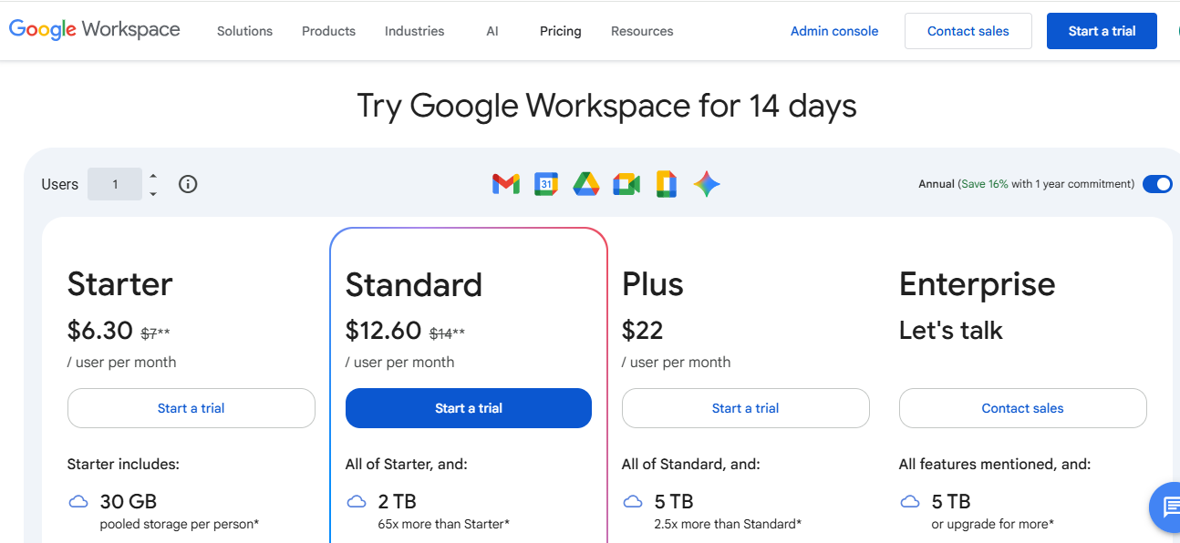 Google Workspace pricing