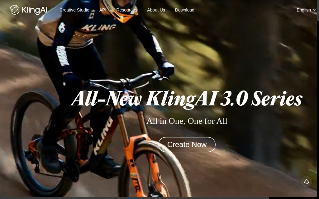 Kling AI homepage