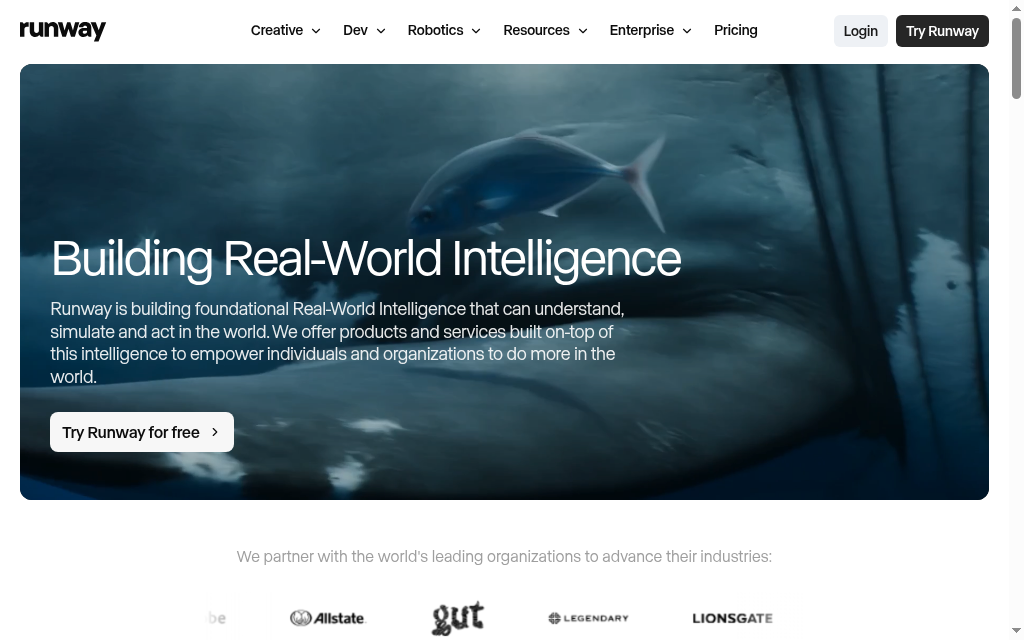 Runway homepage