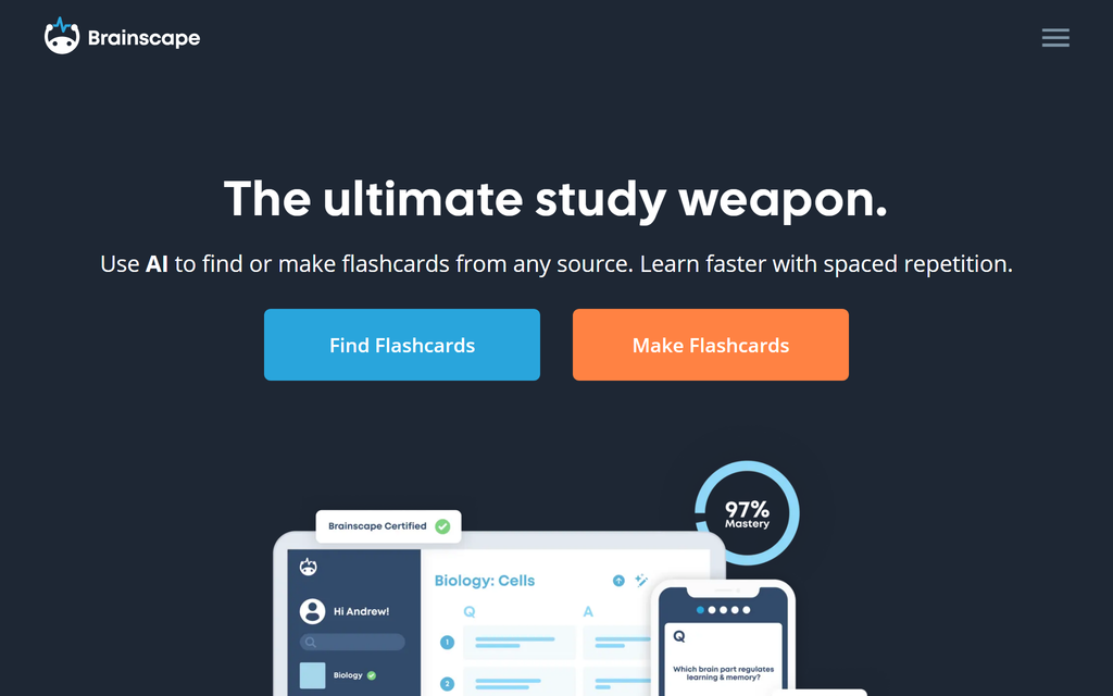 Brainscape homepage