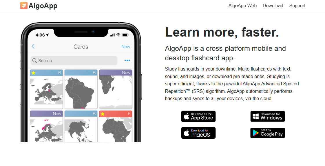 AlgoApp home page 