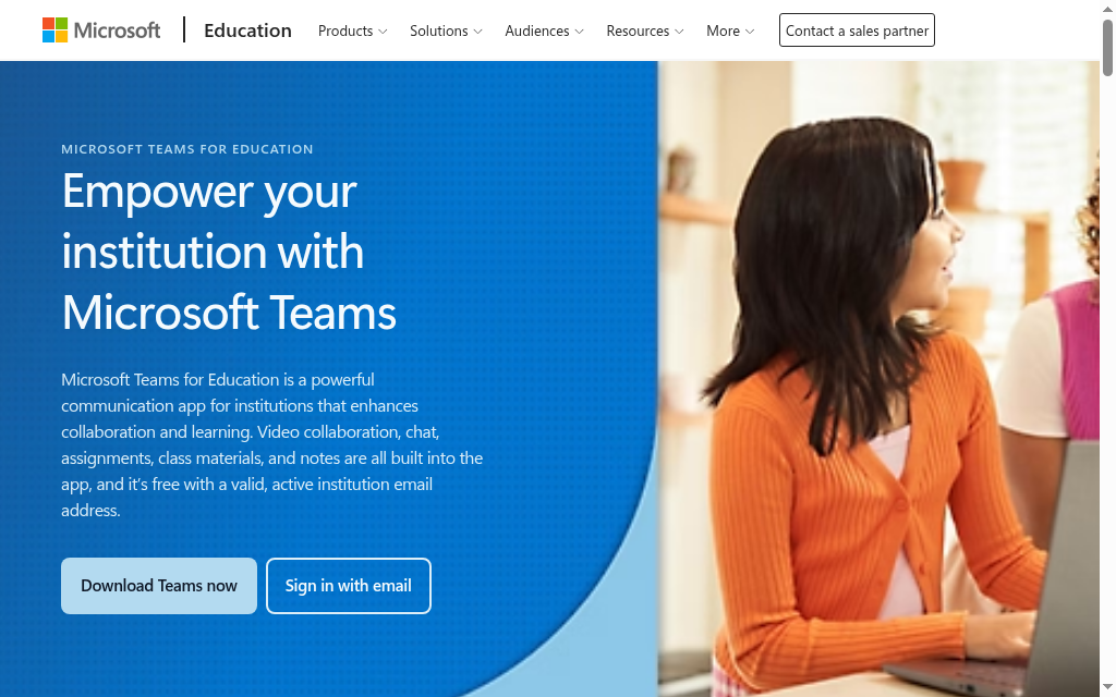 Microsoft Teams for Education class teams and assignments homepage