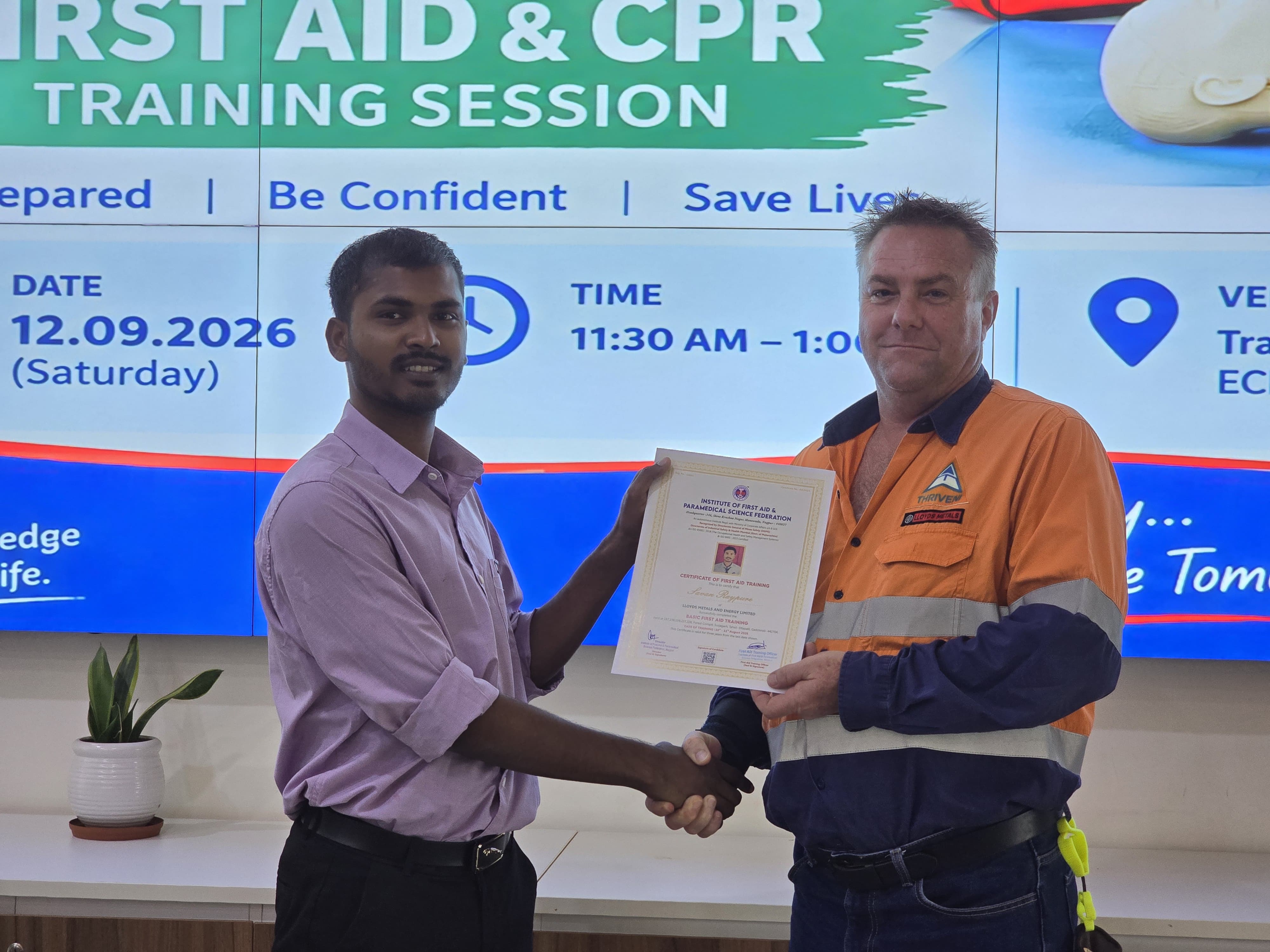 Lloyds Metals first aid training session