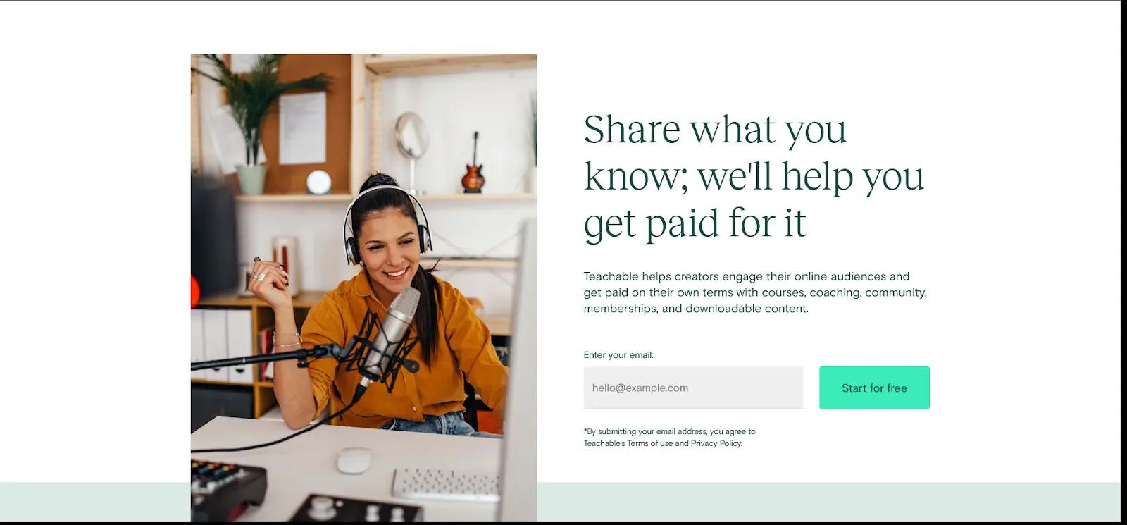 teachable homepage
