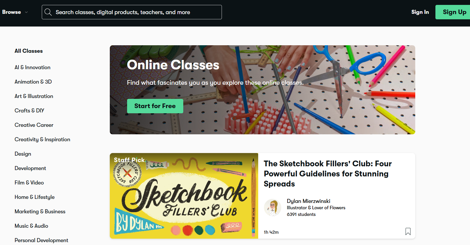 Skillshare UI