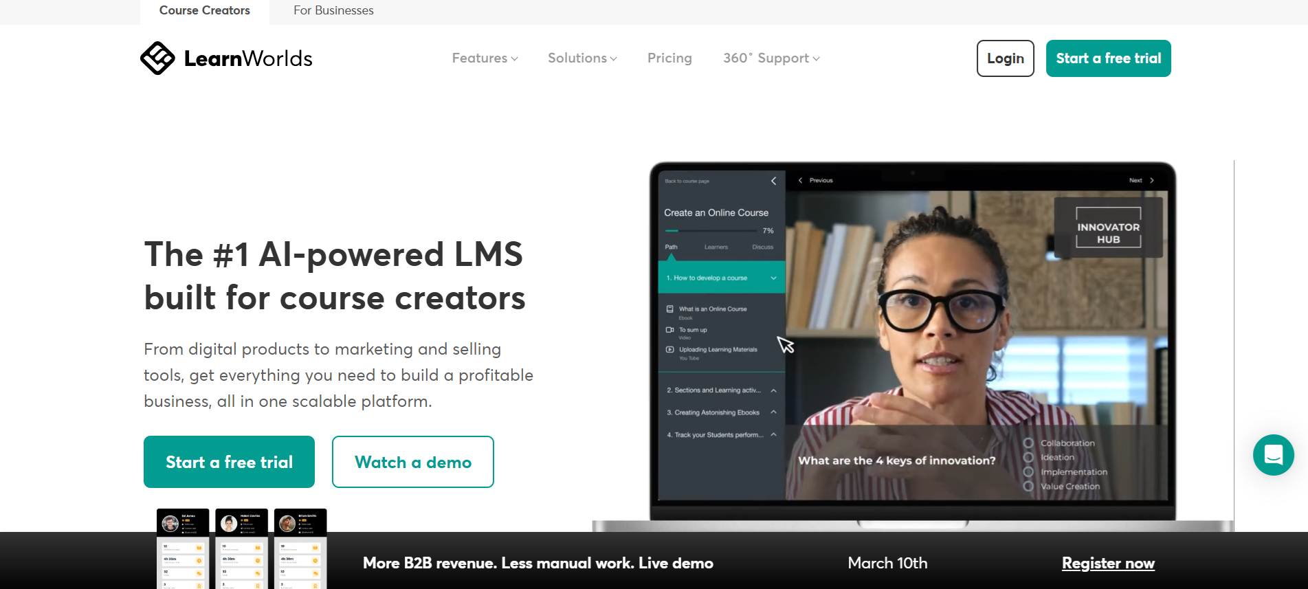 LearnWorlds AI powered LMS built for course creators