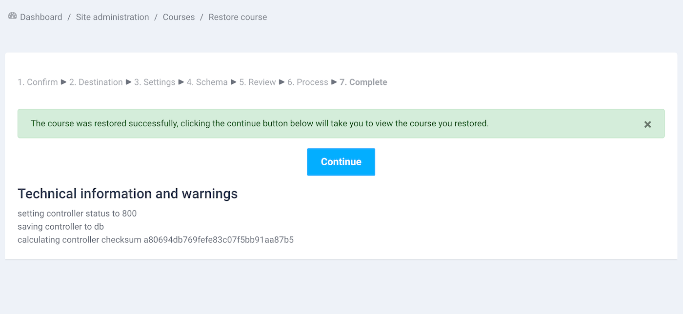 Restore As a New Course