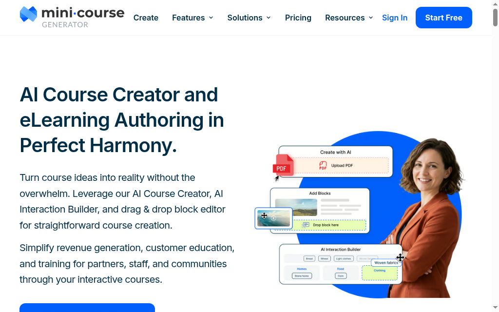 Mini Course Generator homepage