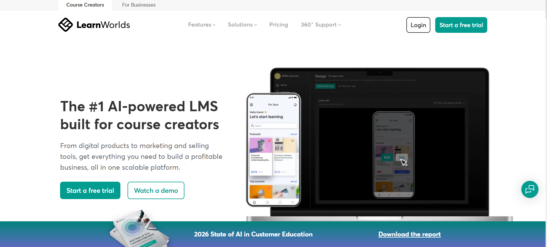 LearnWorlds is a flexible online course platform