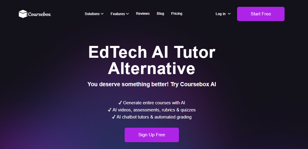 Coursebox EdTech AI tutor alternative