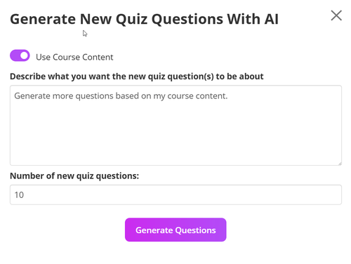 Coursebox quiz generation