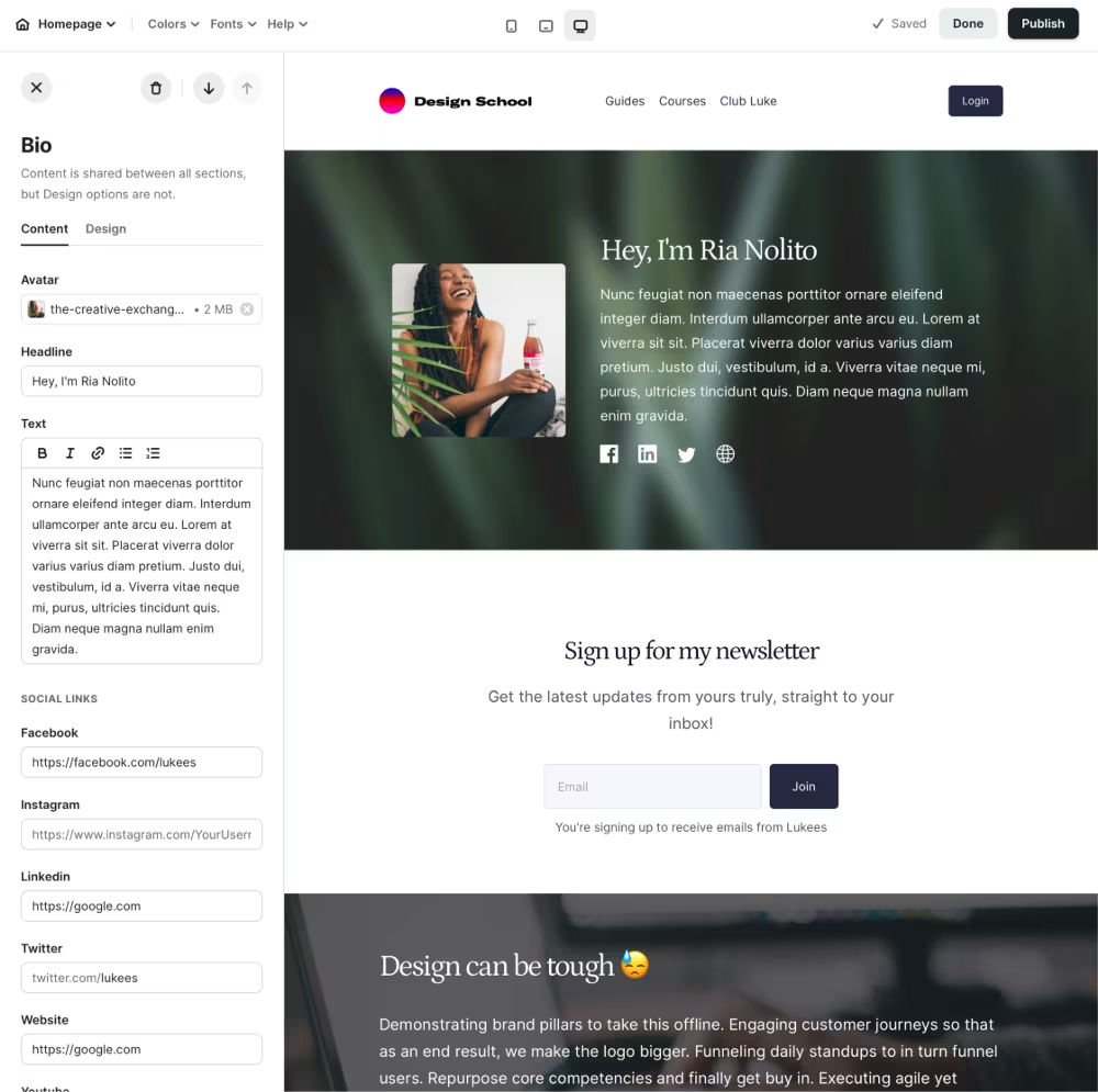 Podia website builder
