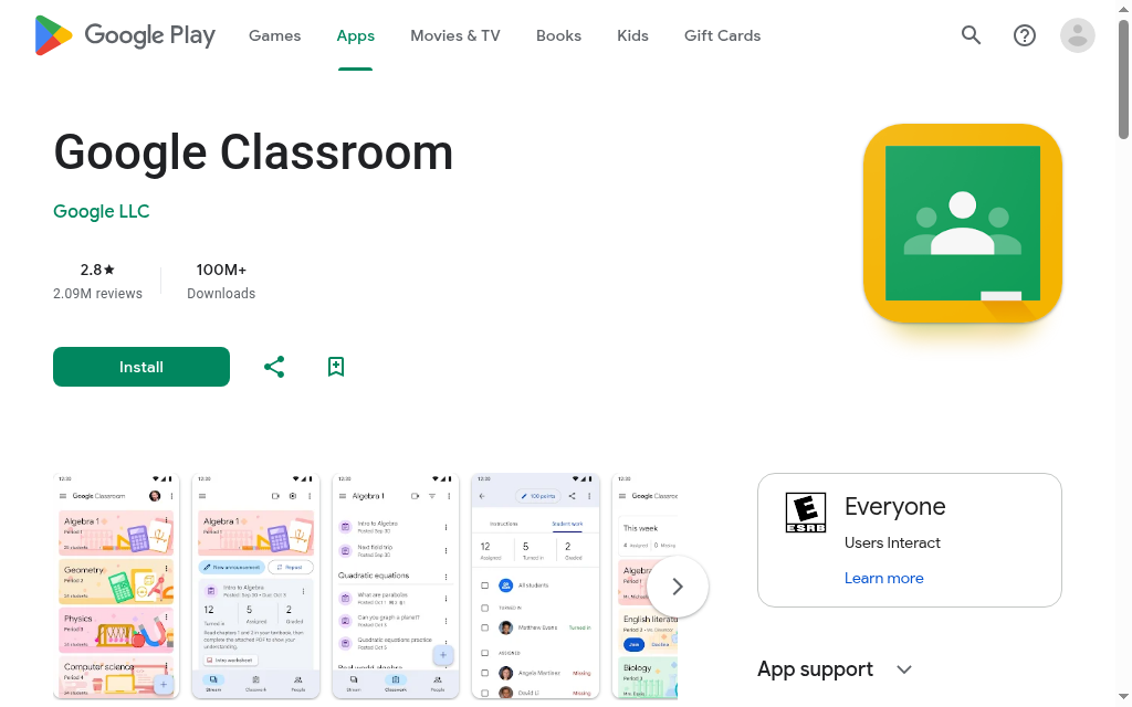 Google Classroom官网首页