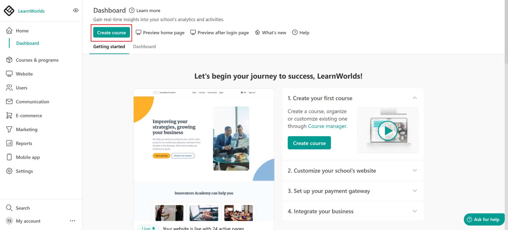 LearnWorlds UI