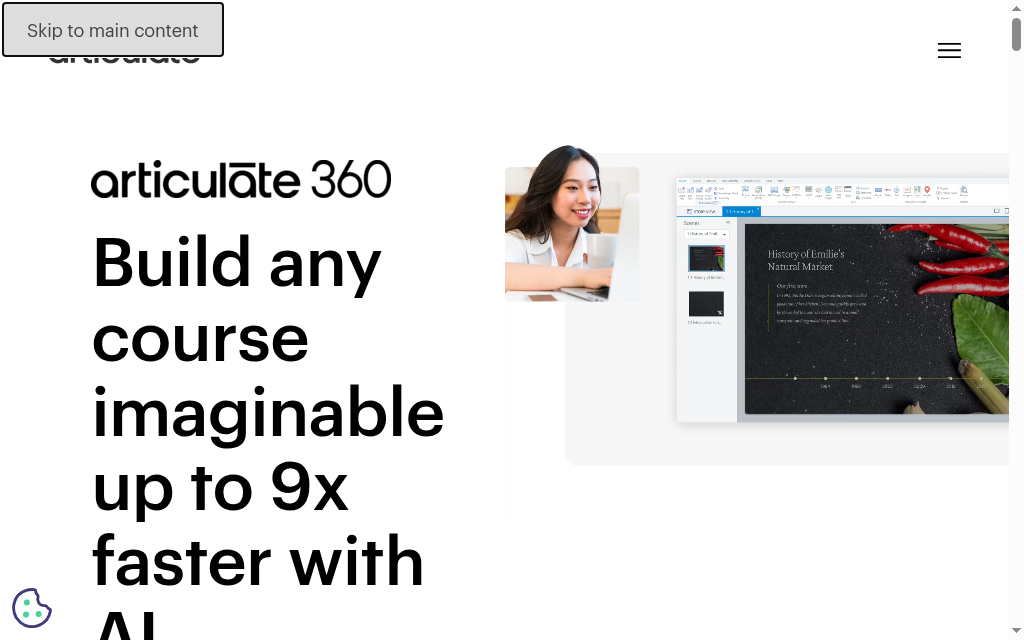 Articulate Storyline 360 homepage