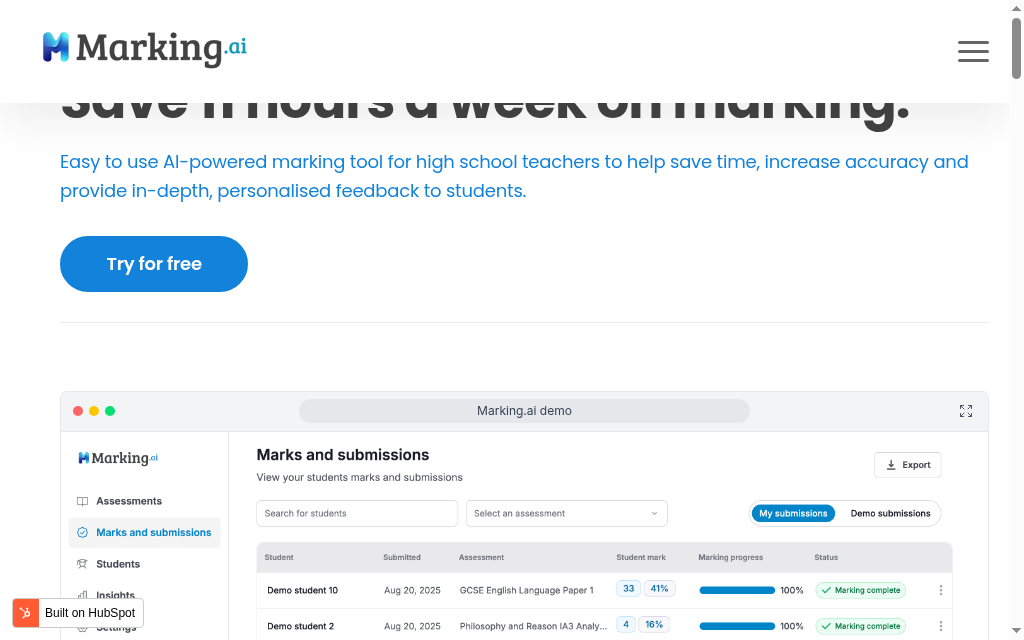 Marking.ai homepage