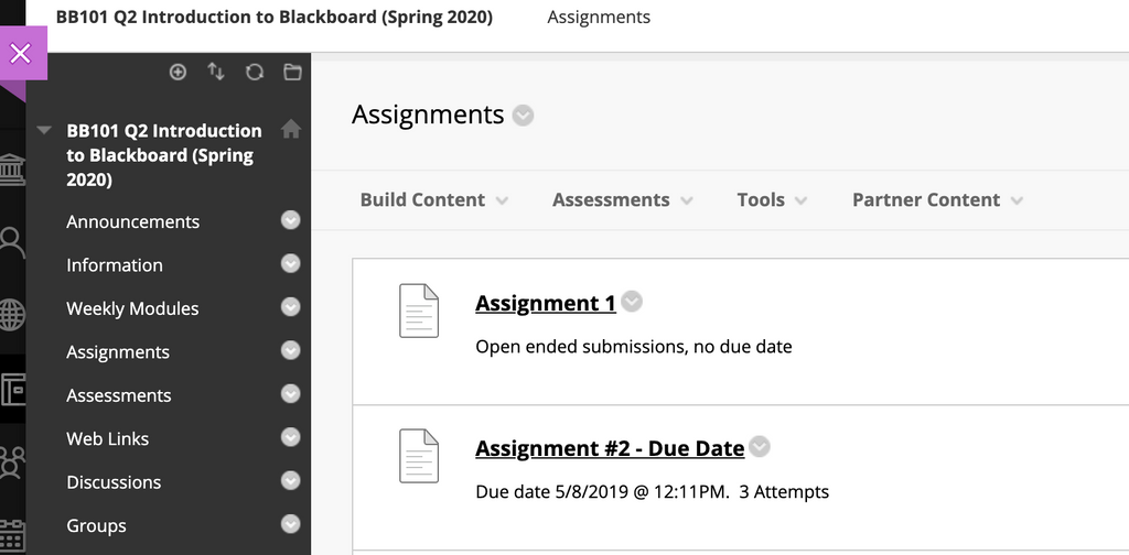 Blackboard course structuring