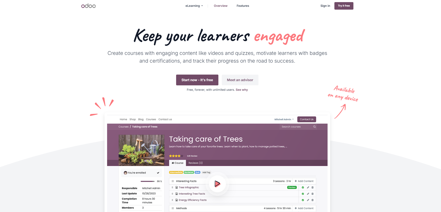 Odoo LMS Homepage