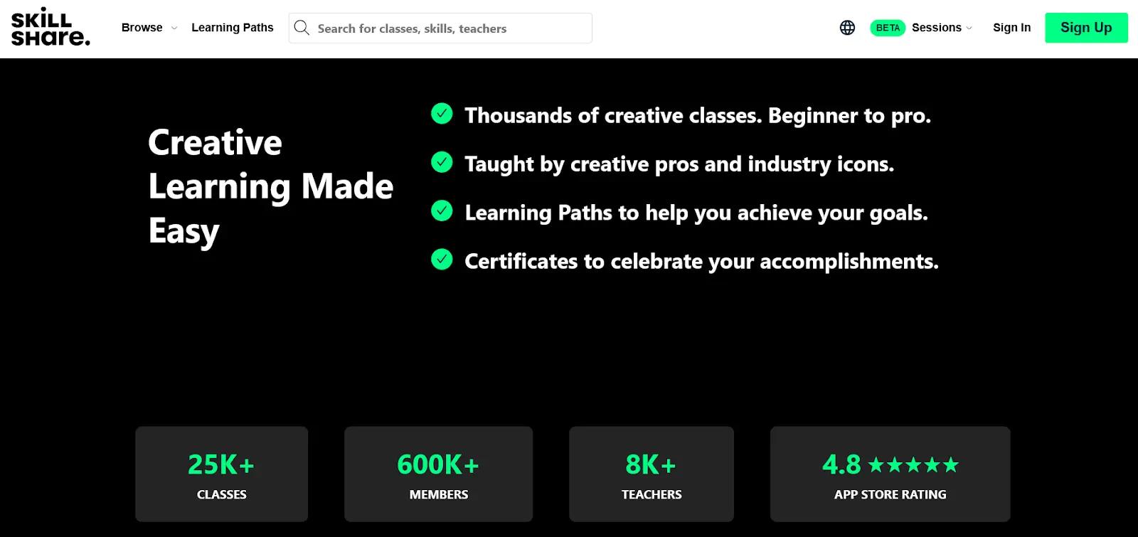 skillshare hoepage