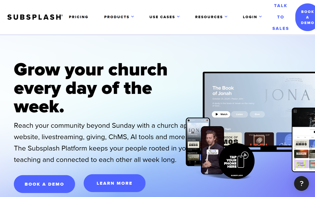Subsplash homepage