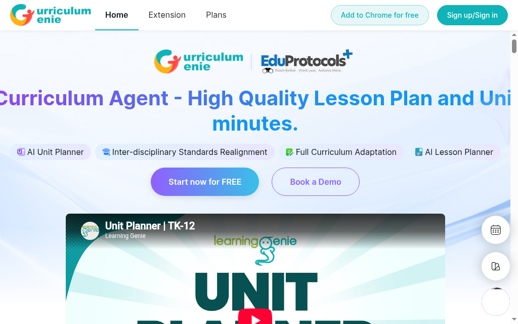 Homepage di Curriculum Genie