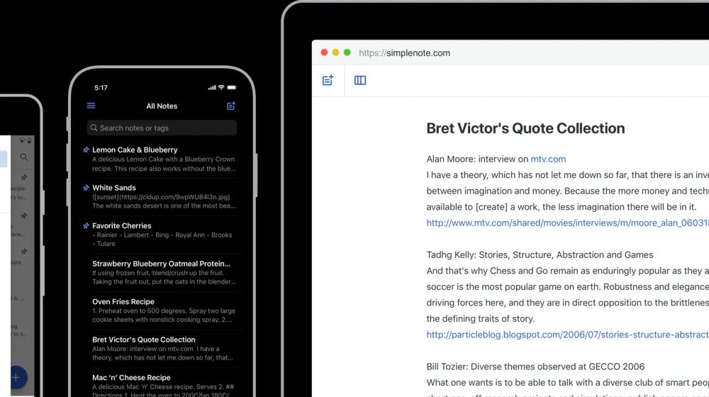 Simplenote Web App Screenshot