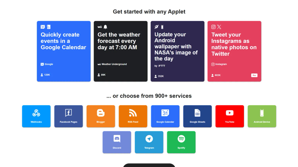 Image forIFTTT Web App Screenshot