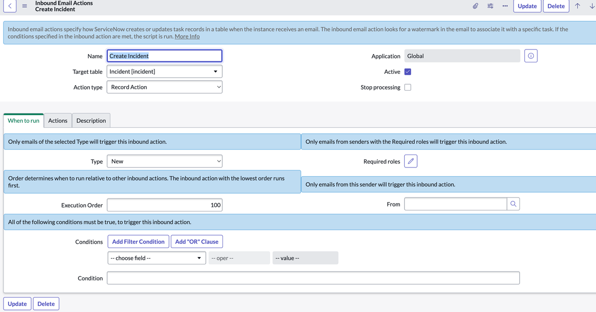 How To Create A Record With An Inbound Email Action In ServiceNow - The ...