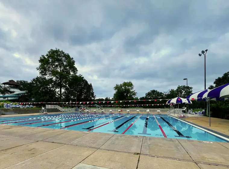 Outdoor pool with lap lanes