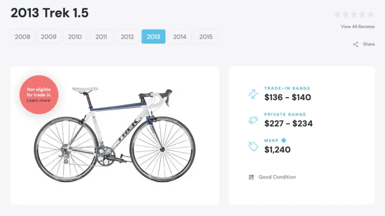 BicycleBlueBook.com Value Guide Example