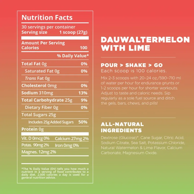 Tailwind Nutrition Label